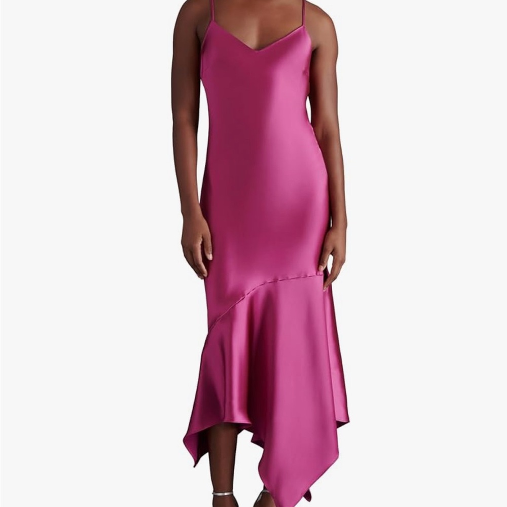 Steve Madden Fuchsia Asymmetrical Satin Dress